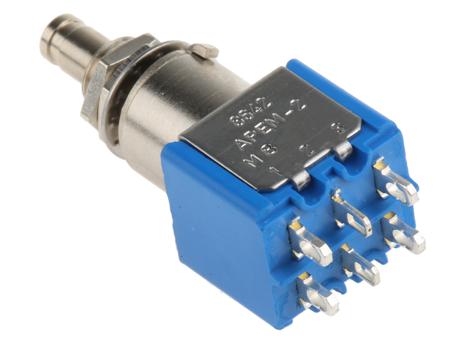 8642A DPDT On-(On) Miniature Push Button Switch, Panel Mount