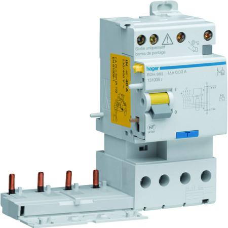 BDH863 Hager BDH RCCB, 63A, 4 Pole, 30mA, Type A