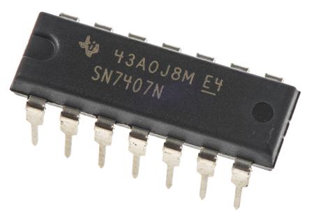 SN7407N Texas Instruments  Hex-Channel Buffer & Line Driver, Open Collector, 14-Pin PDIP