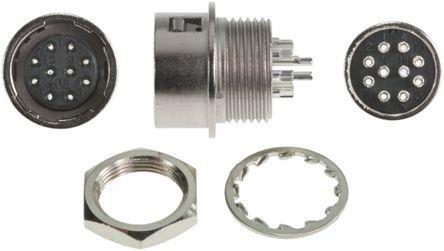 HR10G-10R-10S-71- Hirose HR10 Series, 10 Pole Panel Mount Micro Connector Socket, 10mm Shell Size, Female Contacts, Push-Pull Mating