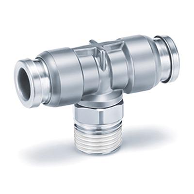 KQB2T10-02S SMC KQB2 Series Branch Tee, 10 mm to R 1/4 Male, Threaded-to-Tube Connection Style,