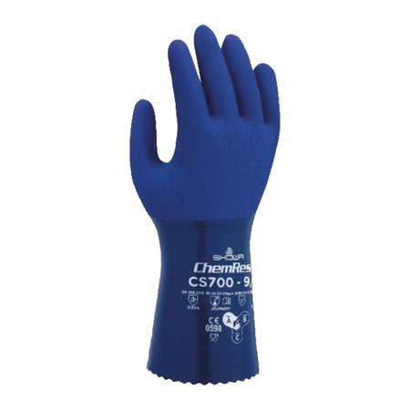 SHOCS7004 Showa CS700 Blue Polyester Chemical Resistant Work Gloves, Size XL, Nitrile Coating