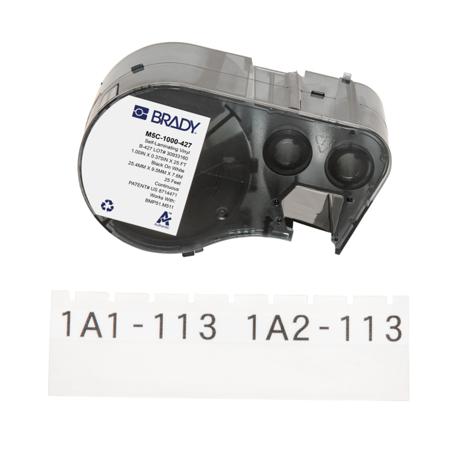 M5C-1000-427 Brady B-427 on Black on White, Transparent Label, 25.40 mm Width, 9.53mm Label Width