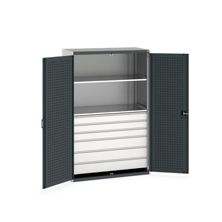40022141-19V Bott 2 Door, 6 Drawer Sheet Steel Floor Standing Cupboard, 1300 X 650 X 2000mm