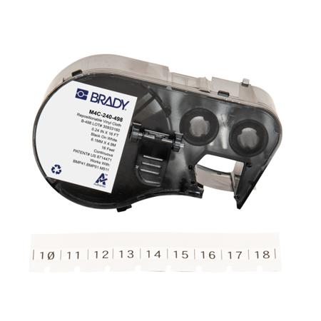 M4C-240-498 Brady B-498 on Black on White Label, 6.10 mm Width