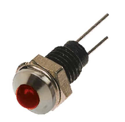 DX1118/RD Bulgin Red Panel Mount Indicator, 2V, 6.1mm Mounting Hole Size, Lead Wires Termination