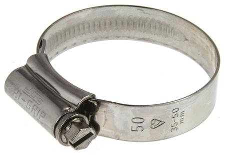 HGS50BP HI-GRIP Stainless Steel Slotted Hex Hose Clip Worm Drive, 13mm Band Width, 35mm - 50mm Inside Diameter