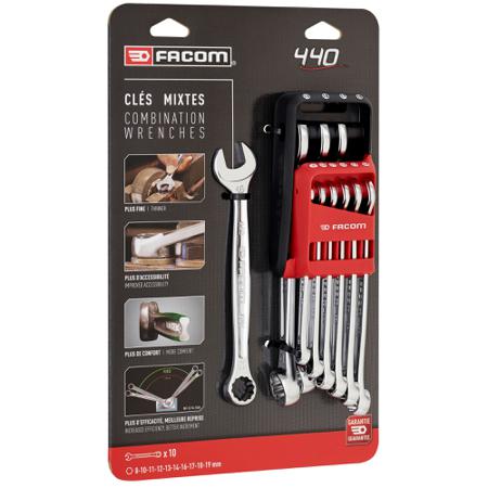 440-JP10PB 10 Piece Chrome Vanadium Steel Combination Spanner Set