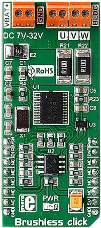 MIKROE-2441 MikroElektronika Brushless Click Motor Controller for TB6575FNG for Small Cooling Fan in Computer, Automotive Industry,