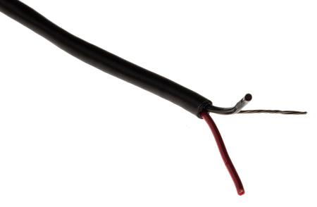 1503A 010U1000 Belden1503A Series 2 Core Line level Low Voltage signal Cable, 0.33 mm² CSA Screened, 3.61mm od, 304m, Black