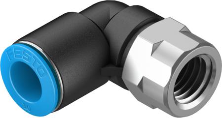 QSLF-1-4-10-B Festo Pneumatic Elbow Threaded-to-Tube Adapter, G 1/4 Female, Push In 10 mm 10mm Tube Connection