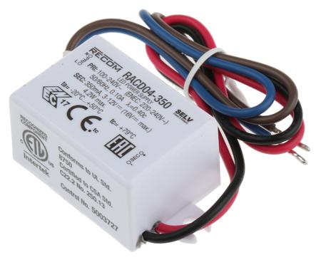 RACD04-350 Recom , Constant Current LED Driver Module 4.2W 12V 350mA, RACD04 Series