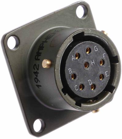 62GB-12E12-08SN Amphenol Limited, 62GB 8 Way Box Mount MIL Spec Circular Connector ReceptacleOlive, Socket Contacts,Shell Size 12,
