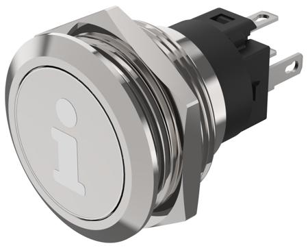 82-6151.1A54.B004 EAO 82 Series Illuminated Push Button Switch, Momentary, Panel Mount, 22.3mm Cutout, SPDT, White LED, 240V, IP65, IP67