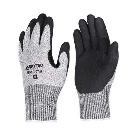 EMG00748FN Skytec EMG748 Black, Grey Glass Fibre, HPPE, Nylon Cut Resistant, Dry Environment, Good Dexterity Work Gloves, Size 12,
