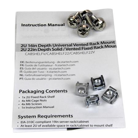 CABSHELF22 StarTech.com Black Shelf 2U, 559mm x 465mm