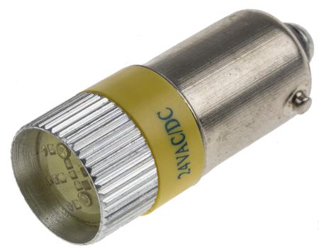 209-642 RS PRO Yellow LED Indicator Lamp, 24V ac/dc, BA9s Base, 10mm Diameter, 120/110mcd