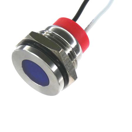 PL16SL052 CML Innovative Technologies PL16SL Series Blue Panel LED, 12V, 16mm Mounting Hole Size, Lead Wires Termination, IP67