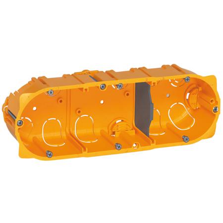 080043 Legrand 0800 Yellow Plastic Back Boxes, IP20, Flush Mount Mount, 3 Gangs, 40 x 67mm