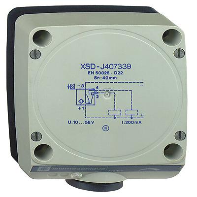 XSDH407339 Telemecanique Sensors Inductive Flat Proximity Sensor, 40 mm Detection, PNP NO+NC, 12 → 48 V dc