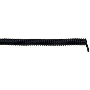 73220224 500mm 6 Core Coiled Cable 0.14 mm² CSA Polyurethane PUR Sheath Black, 5.4mm OD