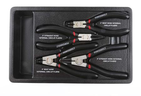 480-6802 RS PRO 4-Piece Circlip Plier Set, Bent, Straight Tip, 250 mm Overall