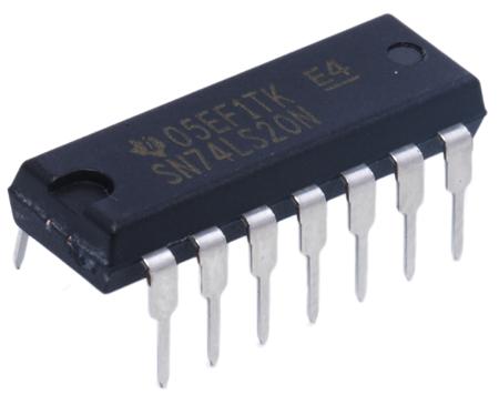 SN74LS20N Texas Instruments , Dual 4-Input NAND Logic Gate, 14-Pin PDIP