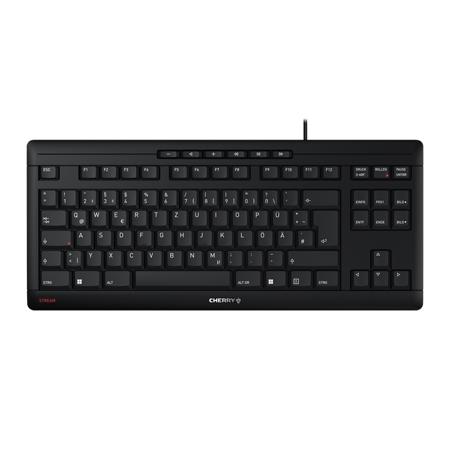 JK-8600DE-2 Cherry STREAM KEYBOARD TKL Wired USB Keyboard, QWERTZ (German), Black