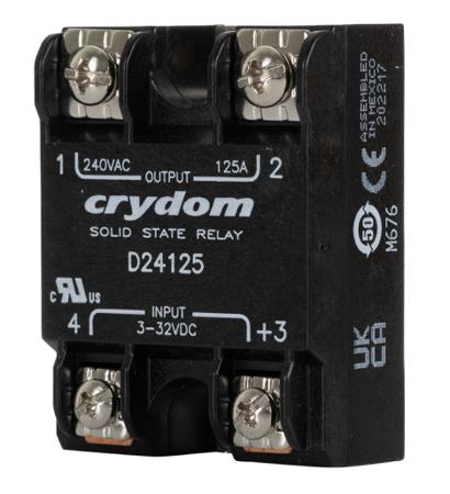 D24125 Sensata Crydom SERIES 1 Series Solid State Relay, 125 A rms Load, Surface Mount, 280 V rms Load, 32 V Control