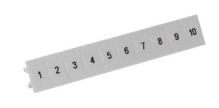 1051016:0001 Phoenix Contact, LGS:FORTL.ZAHLEN 1-10, ZB 6 Zack Marker Strip for use with Terminal Block Width 6.2 mm