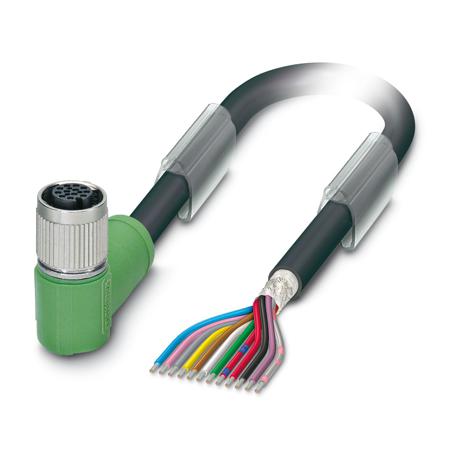 1158495 Phoenix Contact Straight Free Ends to Right Angle Female 12 way M12 Sensor Actuator Cable, 1.5m