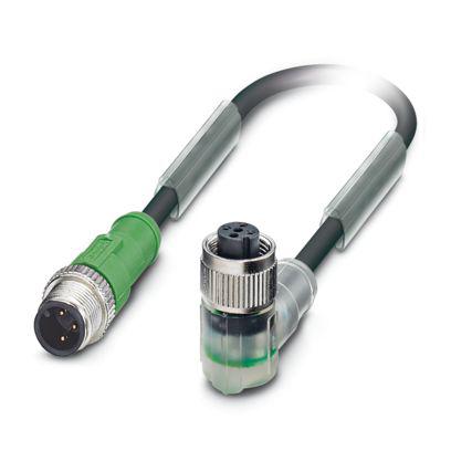 1546592 Phoenix Contact Straight Female 3 way M12 to Right Angle Male 3 way M12 Sensor Actuator Cable, 2m