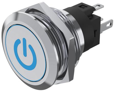 82-6151.1A24.B002 EAO 82 Series Illuminated Push Button Switch, Momentary, Panel Mount, 22.3mm Cutout, SPDT, Blue LED, 240V, IP65, IP67