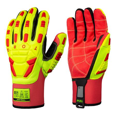 SKG00060CL Skytec Torq Hail Red, Yellow Spandex Cut Resistant, Impact Protection Work Gloves, Size XL, Synthetic Leather Coating