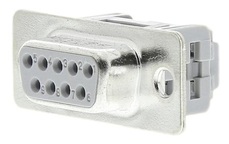 09661186500 HARTING 9 Way Right Angle Cable Mount D-sub Connector Socket, 1.27mm Pitch