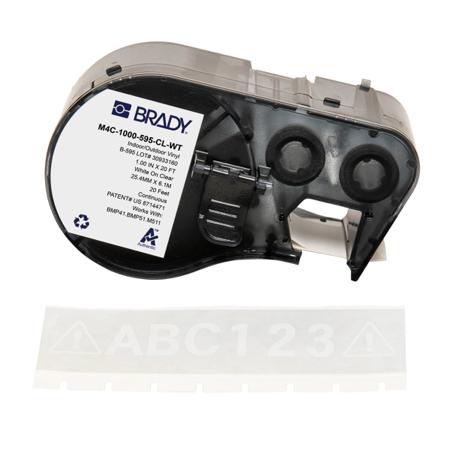 M4C-1000-595-CL-WT Brady B-595 on White on Transparent Label, 25.40 mm Width