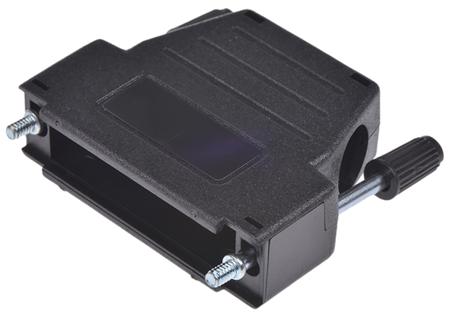 MHDSSK-P-25-L-K MH Connectors MHDSSK-T/P Series ABS Angled, Straight D Sub Backshell, 25 Way, Strain Relief