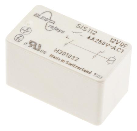 SIS 112 12VDC Elesta PCB Mount Force Guided Relay, 12V dc Coil Voltage, 2 Pole, DPST