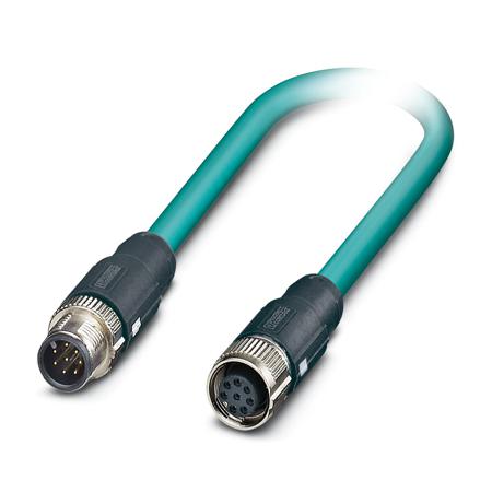 1407465 Phoenix ContactCAT5, 5m Cat5, Blue M12 to Male M12 Female Shielded, Terminated PUR Sheath
