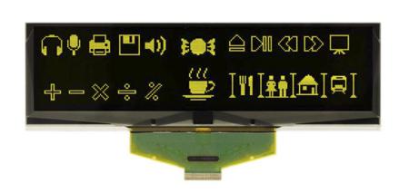 EA W256064-XGLG Display Visions 5.5in Yellow Passive matrix OLED Display 256 x 64pixels COB SPI Interface