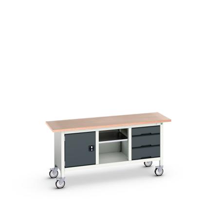16923220.19 Bott 1 Door, 3 Drawer Sheet Steel Floor Standing Storage Cabinet, 1750 x 600 x 830mm