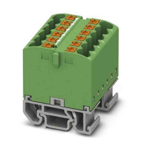 3274130 Phoenix Contact Distribution Block, 12 Way, 4mm², 24A, 690 V, Green