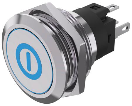 82-6151.1A24.B001 EAO 82 Series Illuminated Push Button Switch, Momentary, Panel Mount, 22.3mm Cutout, SPDT, Blue LED, 240V, IP65, IP67
