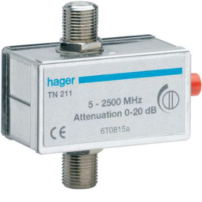 TN211 Hager RF Attenuator Straight Coaxial 20dB, Operating Frequency 2400MHz