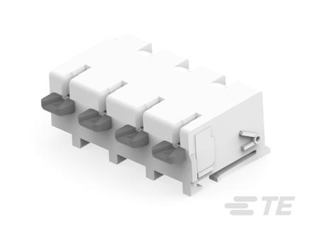 2318582-4 TE Connectivity, 8mm Pitch, Buchanan Wiremate, 4 Way, Vertical, Pluggable Terminal Block, Receptacle, Wire Mount,