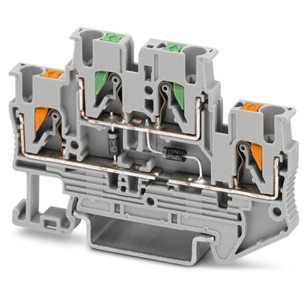 1032738 Phoenix Contact  PTTB 2.5-2DIO/UL-O/UR-O/U-OG/O Series Grey, 0.14 → 4mm², Push In Termination