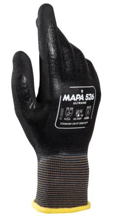 526----3452600-Taille-7 Mapa ULTRANE 526 Black Nitrile Mechanical Protection Work Gloves, Size 7, Nitrile Coating