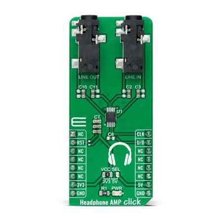 MIKROE-4766 MikroElektronika , Headphone AMP Click Audio Amplifier mikroBus Click Board for mikroBUS socket for Audio