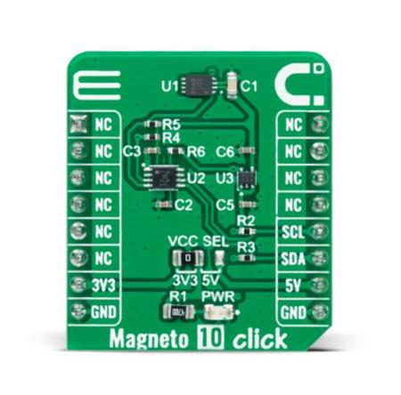 MIKROE-4866 MikroElektronika Magneto 10 Click Magnetometer Sensor Add On Board for MLX90392 MikroBus