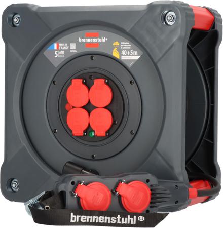 9212451110 brennenstuhl 40m 8 Socket Type E - French Cable Reel Semi-enclosed Reel, 230 V, IP44